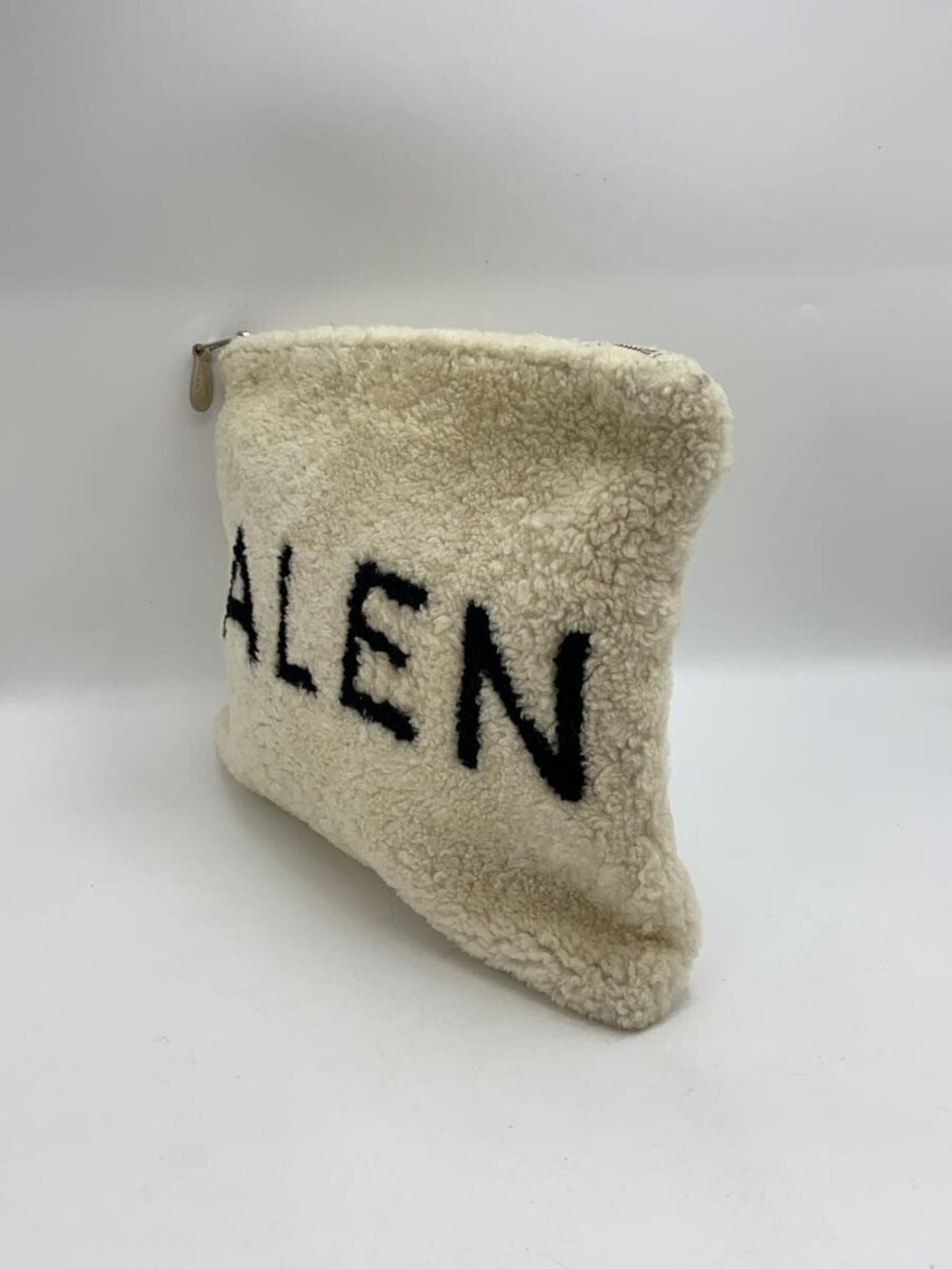 Balenciaga zip Clutch Bag Shearling round the Black
